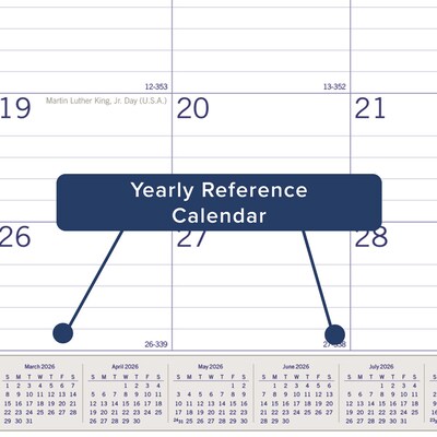 2026 Blueline DuraGlobe Bamboo Fiber 22" x 17" Monthly Desk Pad Calendar, Blue/White (C177227)