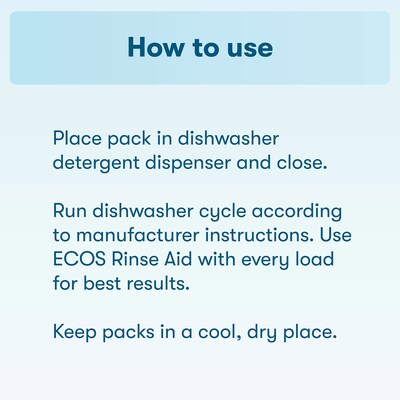 ECOS PRO Free & Clear Dishwasher Detergent Packs, Unscented, 22 Packs/Box (969906)