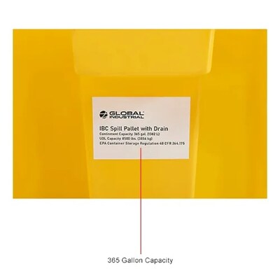 Global Industrial IBC Spill Containment Pallet w/ Drain, 365 Gallon (670785)
