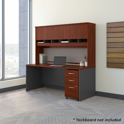 Bush Business Furniture Westfield 72"W Office Desk with Hutch and Mobile File Cabinet, Hansen Cherry/Graphite Gray (SRC080HCSU)