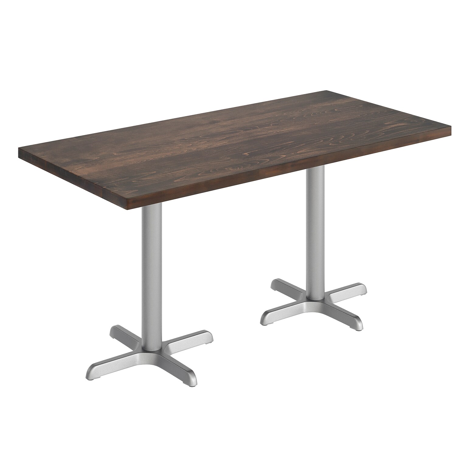 Flash Furniture Bennett Wooden Commercial Indoor Table, 60 x 30, Dark Brown Top/Silver Base (GSF3060DBT2222S)