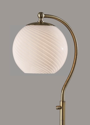 Adesso Swirl 58.75"H Antique Brass Floor Lamp with White Swirl Glosted Glass Shade (3262-21)