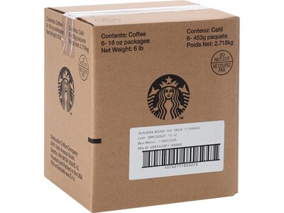 Starbucks Sunsera Blend Coffee Bag, Light Roast, 16 oz., 6 Bags/Case (12607608)