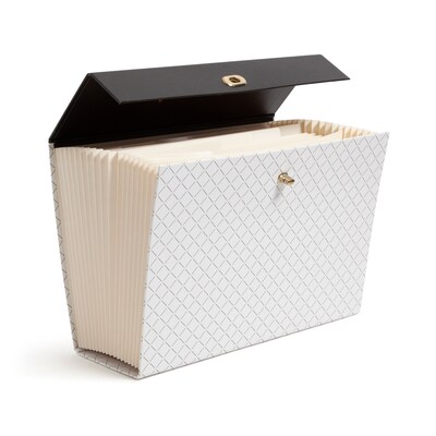 U Brands Modern Noir Premium Pressboard Accordion File, 19 Pocket, Letter Size, Black/White (2201U02-06)