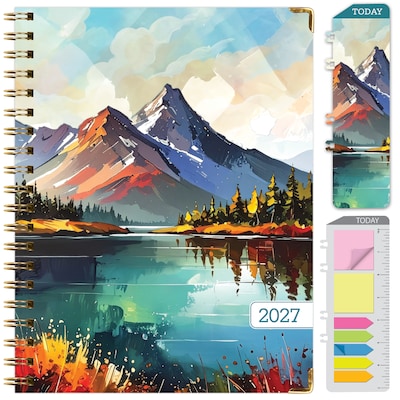 2027 Excello Brands 9 x 11 Weekly & Monthly Standard Planner, Paperboard Cover, Lake View (FSHN-CY27-8511-82)