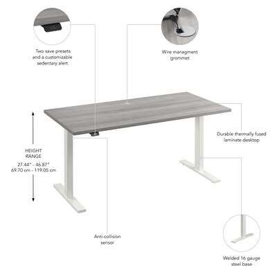 Bush Business Furniture Move 60 Series 60"W Electric Adjustable Standing Desk, Platinum Gray (M6S6030PGWK)