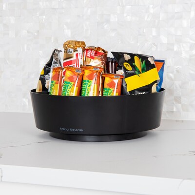 Mind Reader Plastic 4-Compartment Snack Carousel Organizer Snack Tray, Black (LAZSNACK-BLK)