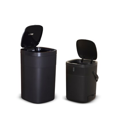 Nine Stars Plastic Motion Sensor Trash Can, 13.2 Gallon, Black, 2/Pack (CB50-36/12-36BK)