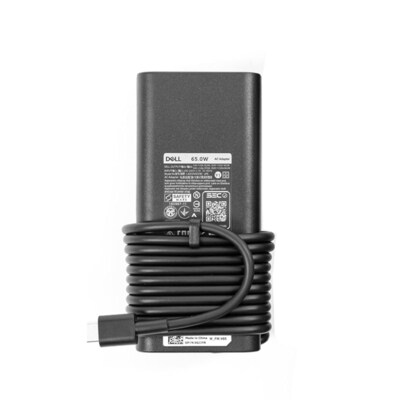 Dell 65W USB-C AC Adapter Charger for Dell Laptop, Black (HRR76)