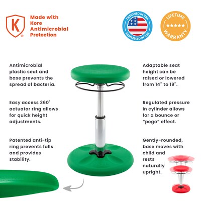 Kore Design Kids Adjustable Standard Wobble Chair 14" to 19", Green (KD-3102)