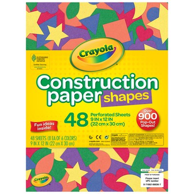 Crayola 9" x 12" Construction Paper, Assorted Colors, 48 Sheets/Pack, 3 Packs/Bundle (BIN990036-3)