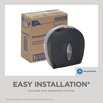 Georgia-Pacific Jumbo Jr. Toilet Paper Dispenser, Translucent Smoke (59009)