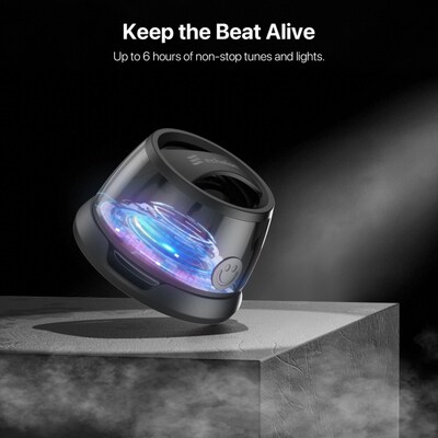Portable Wireless Speaker Compact RGB Clip-On IPX5 Splash-Resistant Black