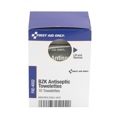 SmartCompliance First Aid Only 0.13% Benzalkonium Chloride Antiseptic Towelettes, 10/Box (FAE-4002)