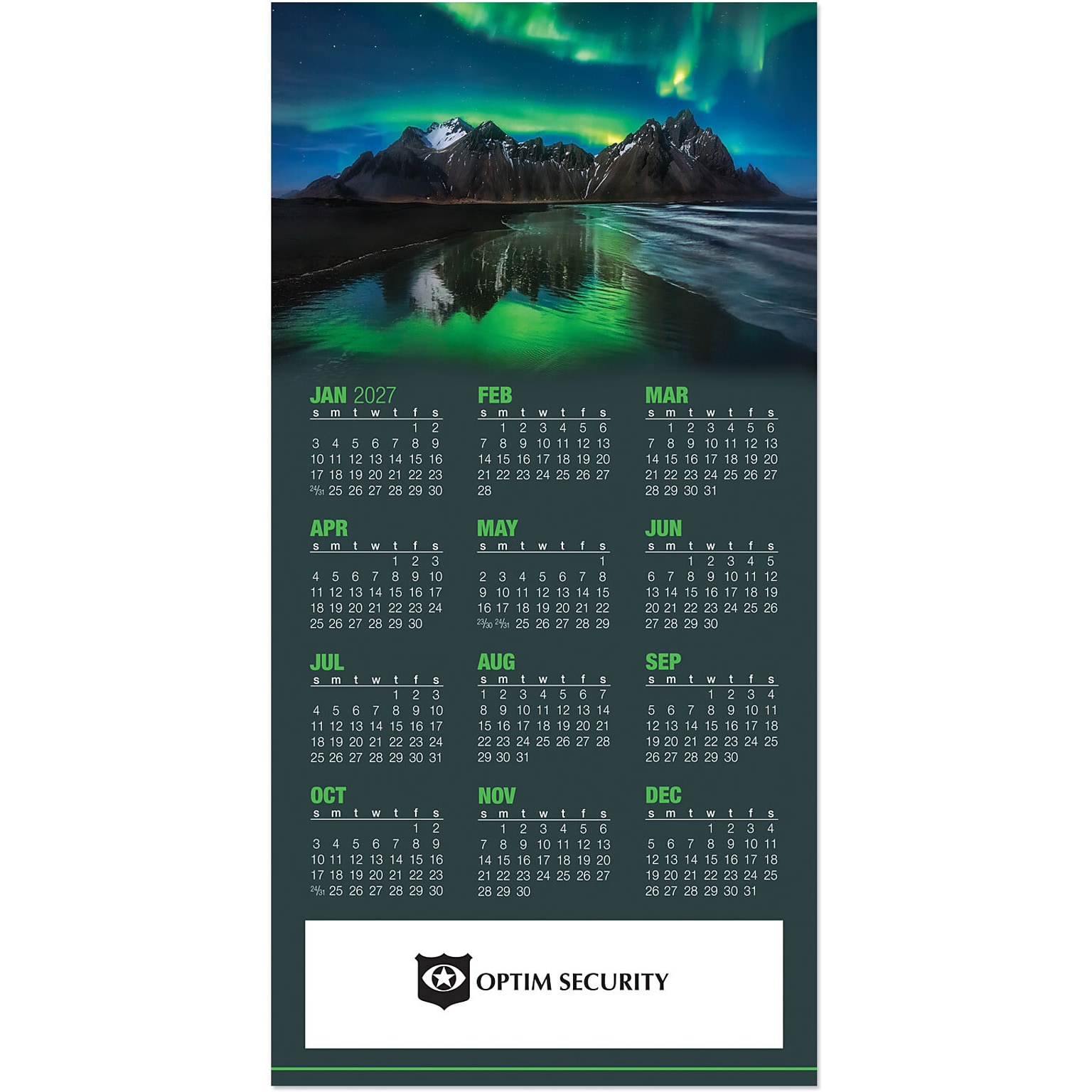 Custom Northern Lights Tri-Fold Calendar Card