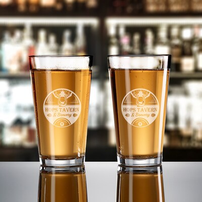 POD ETCHED PINT GLASS 16 OZ.
