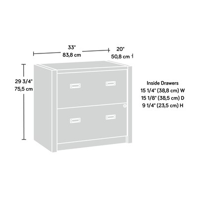 Sauder Dixon City Commercial 2-Drawer Lateral File Cabinet, Letter/Legal Size, Lockable, 33"W x 20"D, Brushed Oak (431453)