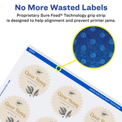 Avery Laser/Inkjet Starburst Waterproof Multipurpose Labels, 2.25"  Dia, White, 600/Box (94608)