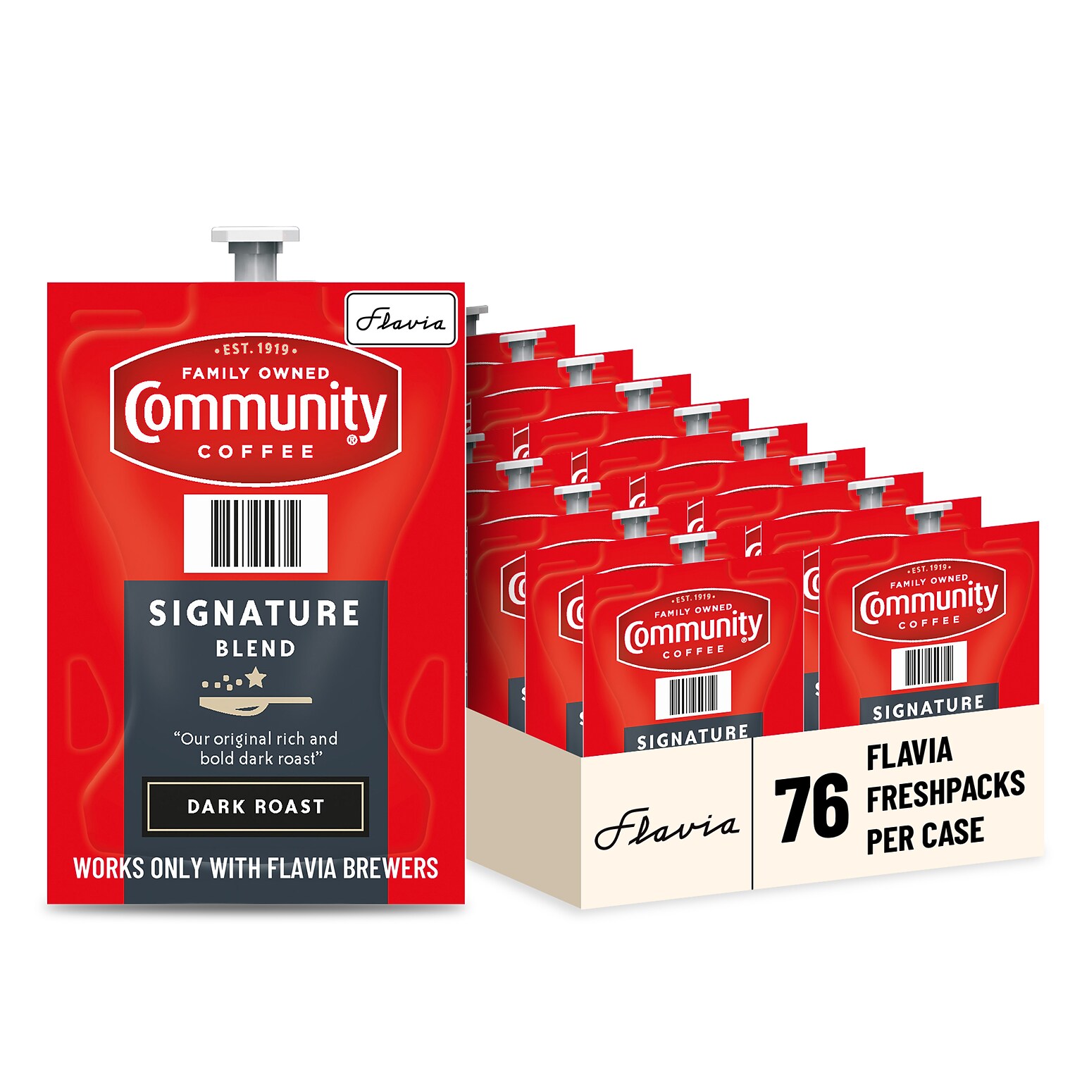Community Coffee Signature Blend Coffee Flavia Freshpacks, Dark Roast, 76/Carton (48785)