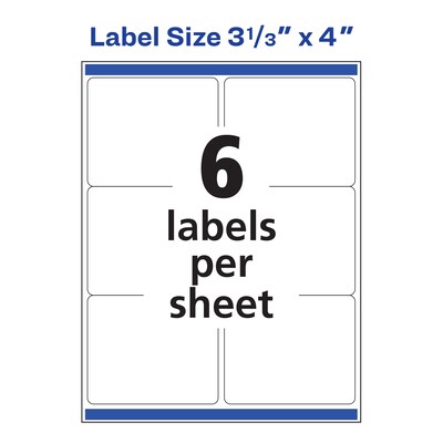 Avery Laser/Inkjet Multipurpose Rectangle Labels, 3.33" x 4", White, 150 Labels/Pack (94215)
