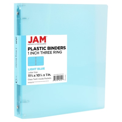 JAM Paper 1 3-Ring Flexible Poly Binder, Light Blue (PB75239LB)