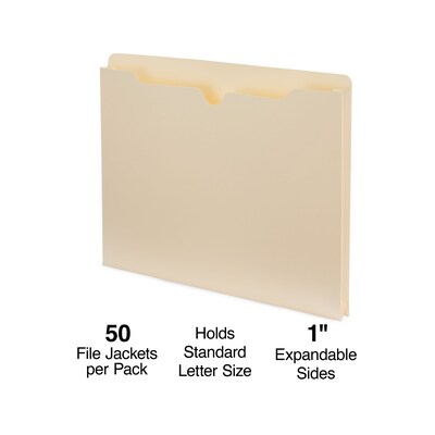 Staples® File Jacket, 1 Expansion, Letter Size, Manila, 50/Carton (TR541092)