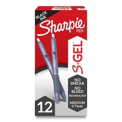 Sharpie S-Gel Retractable Gel Pen, Medium Point, Black Ink, Dozen (2126232)