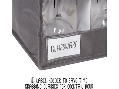 Honey-Can-Do Polyester Stemware Storage Box, Gray (SFT-09240)