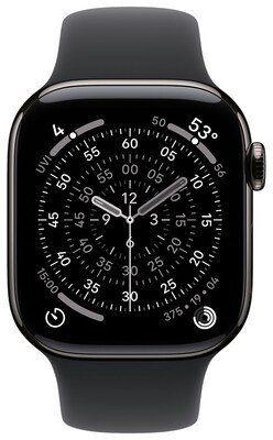 Apple Watch Series 11 GPS + Cellular Smartwatch, 42mm, Slate Titanium Case with Black Sport Band, Medium/Large (MF8T4LW/A)