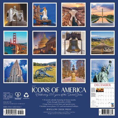 2027 Willow Creek Icons of America  12 x 12 Monthly Wall Calendar (65327)