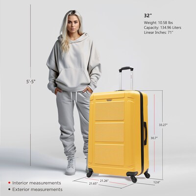 InUSA Pilot 33.27" Hardside Suitcase, 4-Wheeled Spinner, TSA Checkpoint Friendly, Mustard (IUPIL00XL-MUS)