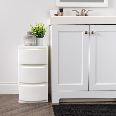 Iris Stackable Narrow Chest, 3 Drawer, White, 2/Pack (540011)