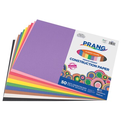 Prang 12 x 18 Construction Paper, Assorted Colors, 50 Sheets/Pack (P6507-0001)