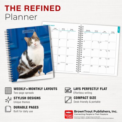 2027 BrownTrout Cat Lovers 6.5" x 7.8" Calendar Year Weekly Standard Planner, Multicolor (9798330709427)