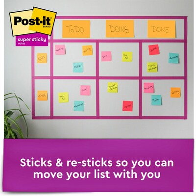 Post-it Super Sticky Notes, 8" x 6", Energy Boost Collection, 45 Sheet/Pad, 4 Pads/Pack (6845SSP)