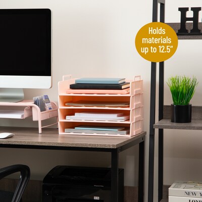 Mind Reader Plastic Side Loading Stackable Letter Tray, Letter Size, Pink, 4 Pieces (DANSTACK4-PNK)