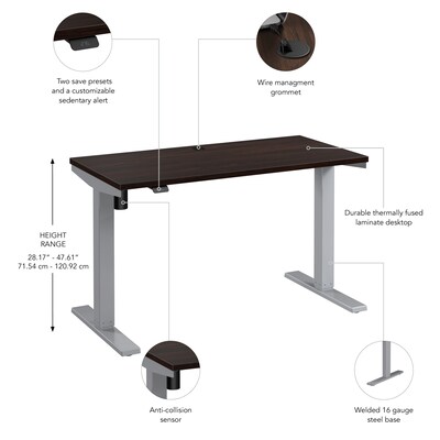 Bush Business Furniture Move 40 Series 48"W Electric Height Adjustable Standing Desk, Black Walnut/Cool Gray (M4S4824BWSK)