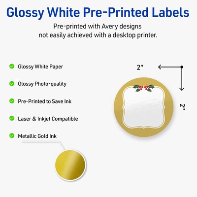 Avery Circle Multipurpose Labels, 2 Dia., White, 120/Pack (19479370540)