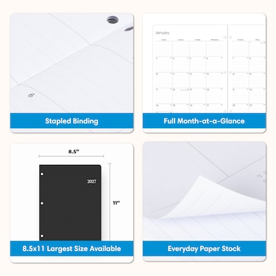2027 Blue Sky 8.5" x 11" Monthly Planner, Black (160969)