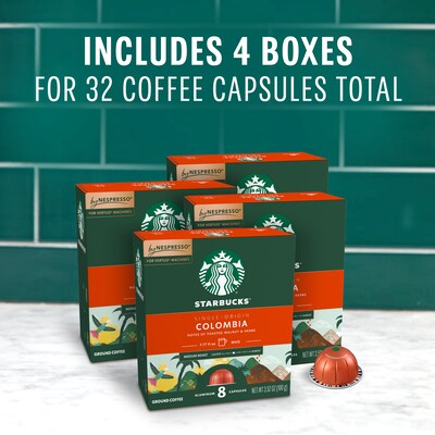Starbucks Colombia Coffee Nespresso Vertuo Capsules, Medium Roast, 32/Box (117664)
