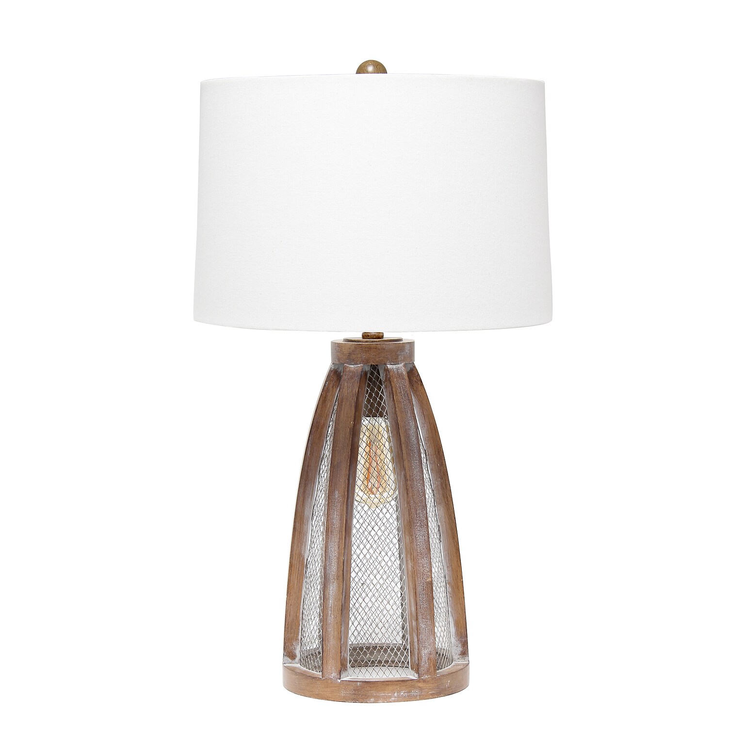 Lalia Home Wooded Arch Farmhouse Table Lamp with White Fabric Shade, Old Wood (LHT-5037-OW)