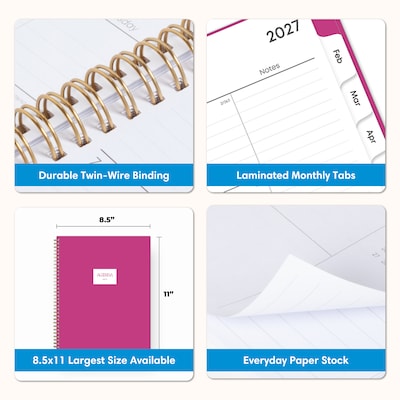 2027 Blue Sky 8.5" x 11" Weekly & Monthly Planner, Fuchsia (164284)