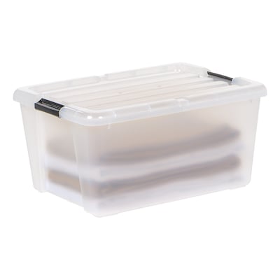 Iris Latching Plastic Hinged Closure Storage Bin, Clear, 4/Pack (585098)