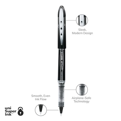 uni-ball Vision Elite Rollerball Pens, Micro Point, 0.5mm, Black Ink, Dozen (69000)
