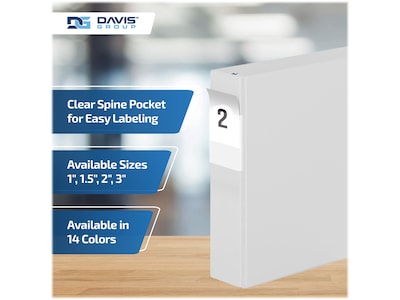 Davis Group Premium Economy 2" 3-Ring Non-View Binders, D-Ring, White, 6/Pack (2304-00-06)