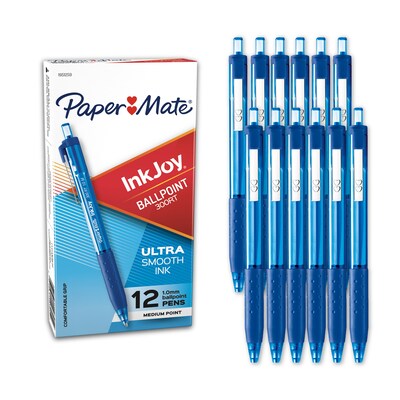 Paper Mate InkJoy 300 RT Retractable Ballpoint Pen, Medium Point, Blue Ink, Dozen (1951259)