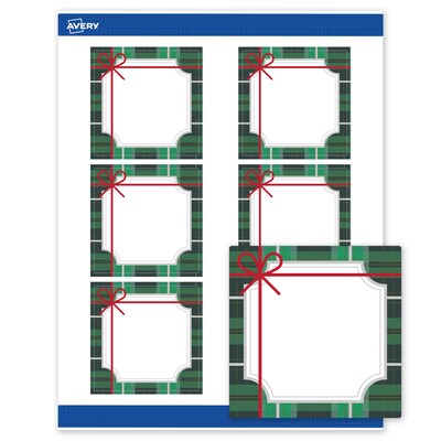 Avery Square Multipurpose Labels, 3 x 3, White, 60/Pack (19479370401)