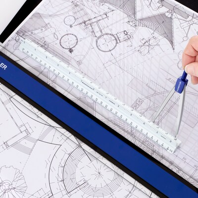Staedtler Mars 12" Imperial/Metric Triangular Architect Scale, Plastic, White (987 19-34BK)