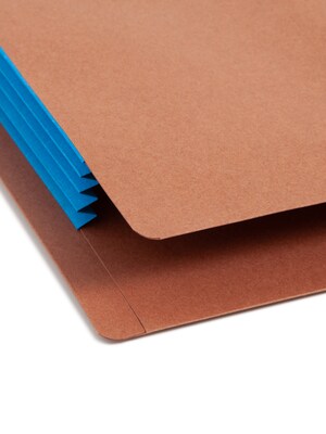 Smead Recycled Reinforced File Pocket, 3" Expansion, Legal Size, Blue, 10/Box (74679)