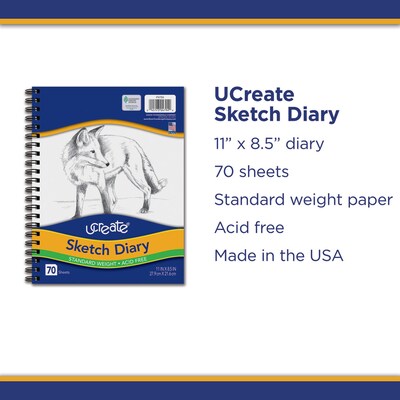 Pacon Art 1st Sketch Diary, 9" x 6", White, 70 Sheets/Pad (4790)